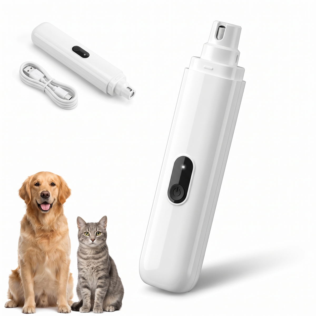 Lima eléctrica silenciosa para uñas de perros y gatos, recargable por USB