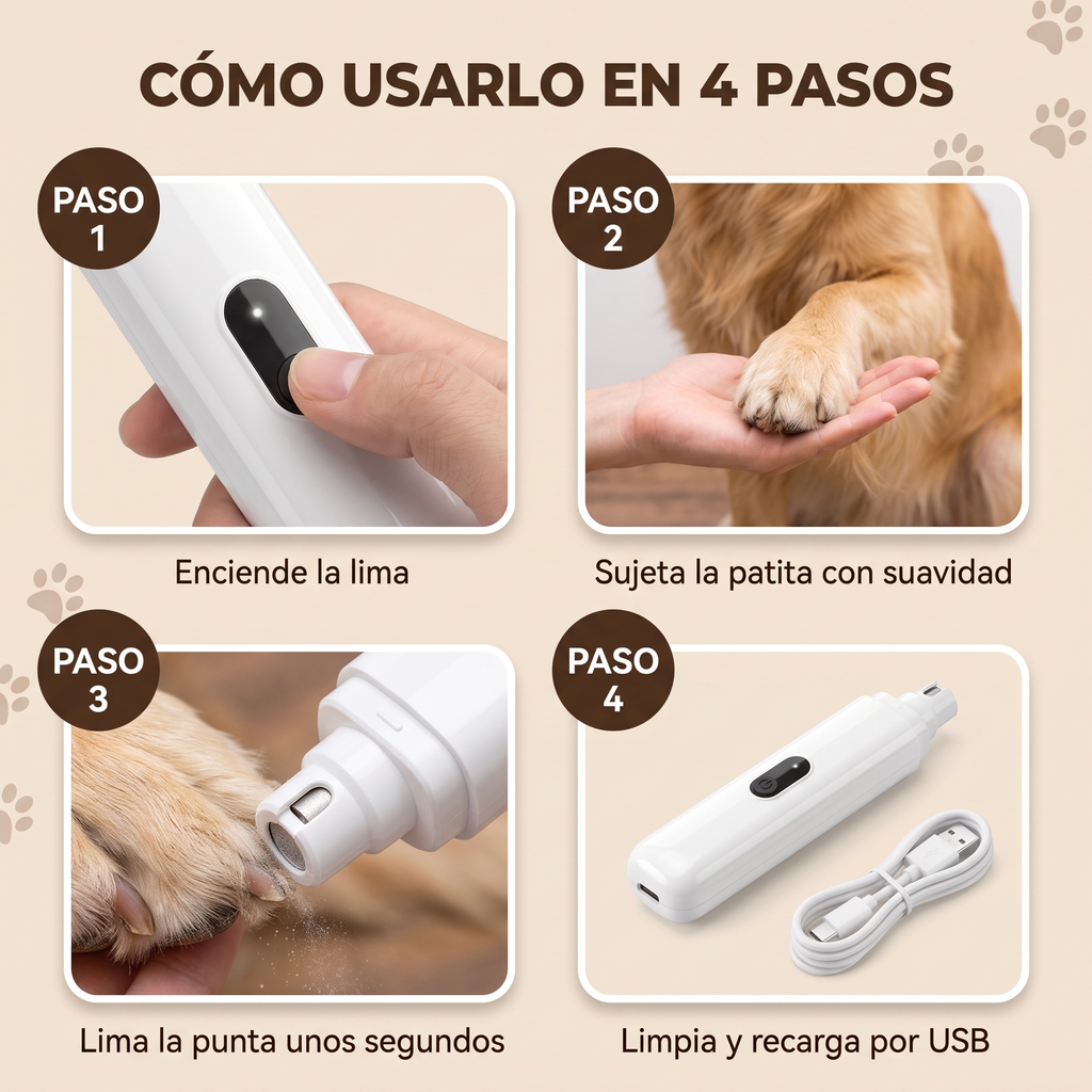 Cómo usar la lima eléctrica para mascotas en 4 pasos